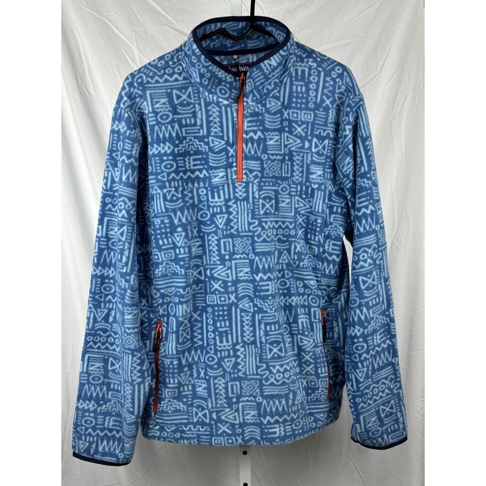 Chubbies Mens XL The Sketch Low-Pile Fleece 1/4 Zip Jacket Blue Orange NWT